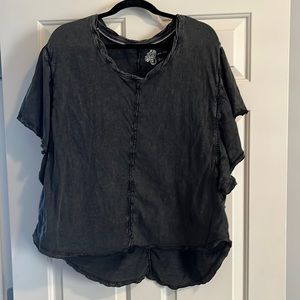 Pilcro Anthropologie Black Distressed Tee